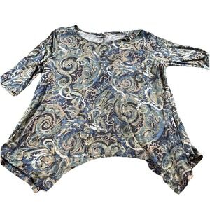 Catherine Brown Paisley Soft Tunic Top Blouse Stretch 14/16 WP